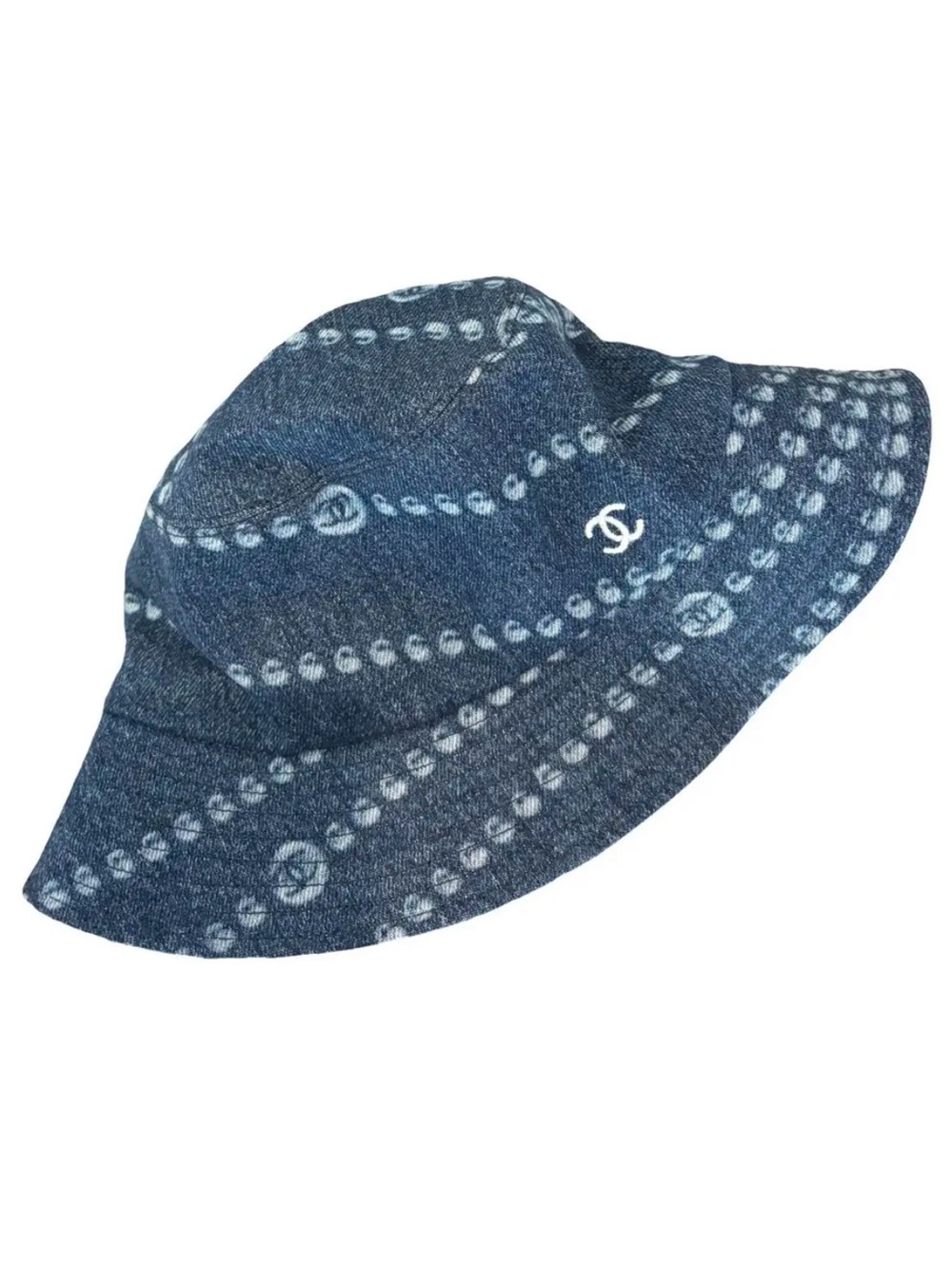 💎ChaneI Pearl Print Medium Wash Denim Bucket Signature 2025 Hat 🧢